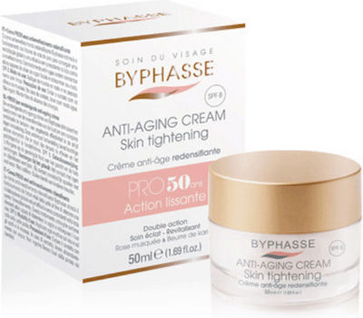 Byphasse Anti-aging Cream Pro50 Years Skin Tightening Restoring , Αnti-aging & Moisturizing 24h Day Cream Suitable for All Skin Types 8SPF 50ml 1.000.027.008