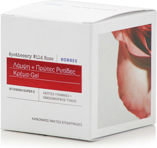 Korres Apothecary Wild Rose 24ωρη Ενυδατική & Αντιγηραντική Κρέμα-Gel Προσώπου με Υαλουρονικό Οξύ & Βιταμίνη C 40ml