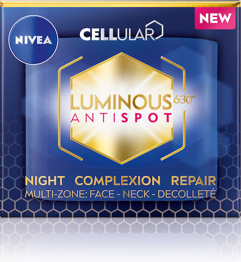 Nivea Cellular Luminous 630 Anti Spot Κρέμα Προσώπου Νυκτός για Ενυδάτωση, Αντιγήρανση & Ατέλειες με Υαλουρονικό Οξύ 50ml