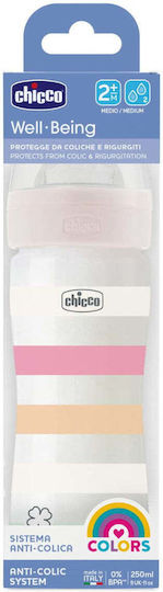 Chicco Plastic Baby Bottle Well Being Anti-Colic with Silicone Nipple for 2+ months Pink 250ml