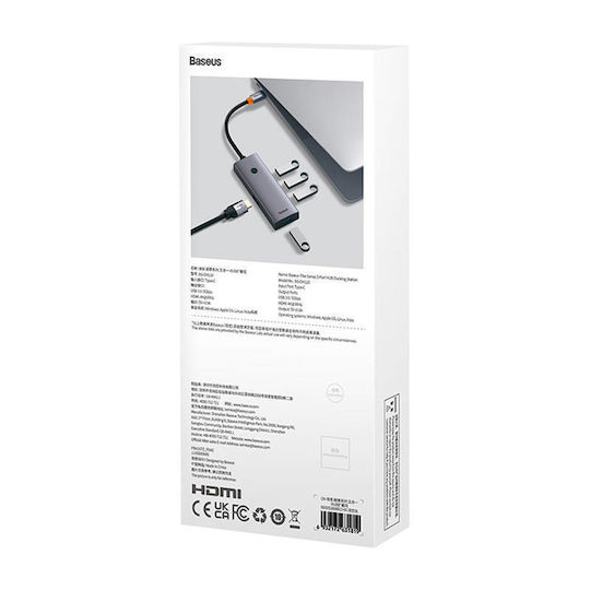 Baseus UltraJoy USB-C Docking Station με HDMI 4K Γκρι