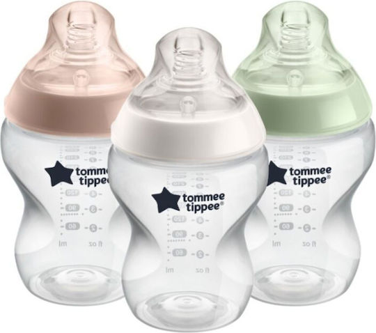 Tommee Tippee Σετ Πλαστικά Μπιμπερό Closer to Nature Κατά των Κολικών με Θηλή Σιλικόνης για 0+ μηνών Πολύχρωμο 260ml 3τμχ
