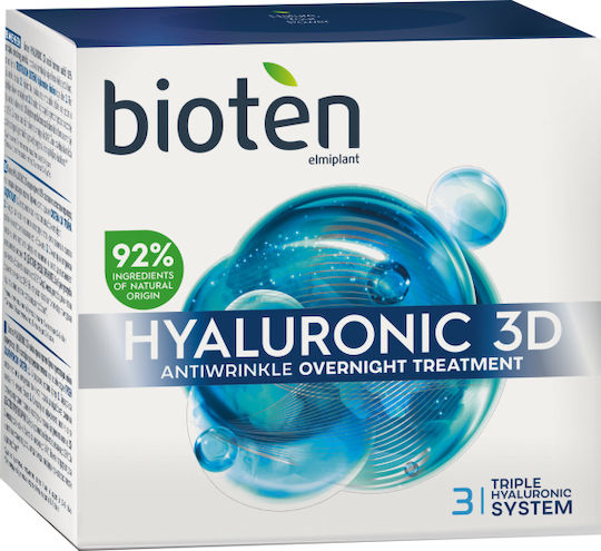 Bioten 3D Κρέμα Προσώπου Νυκτός για Ενυδάτωση & Αντιγήρανση με Υαλουρονικό Οξύ 50ml