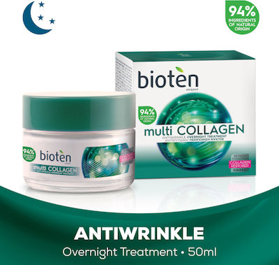 Bioten Multi-Collagen Feuchtigkeitsspendend & Anti-Aging Creme Gesicht Nacht mit Hyaluronsäure 50ml