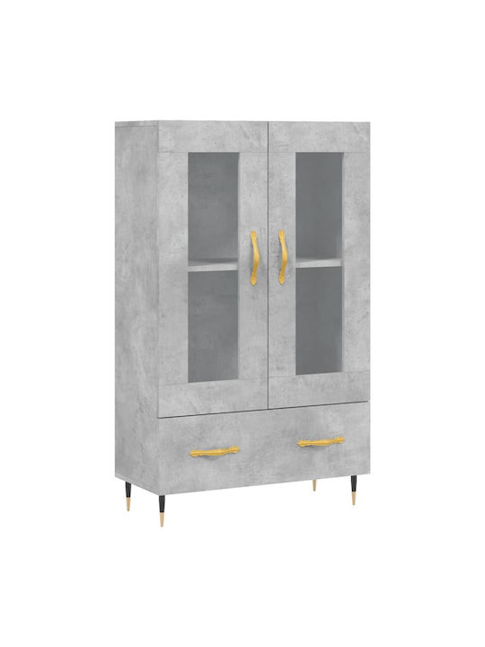 Wohnzimmer Vitrine aus Holz & Metall mit Verglasung in Grau 69.5x31x115cm