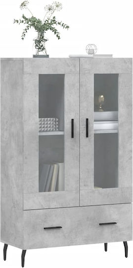 Floor-standing Living Room Display Cabinet made of Wood & Metal with Glass Gray 69.5x31x115cm