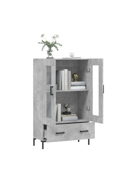 Wohnzimmer Vitrine aus Holz & Metall mit Verglasung in Grau 69.5x31x115cm