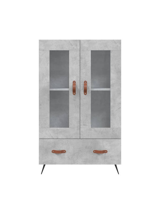 Wohnzimmer Vitrine aus Holz & Metall mit Verglasung Graues 69.5x31x115cm