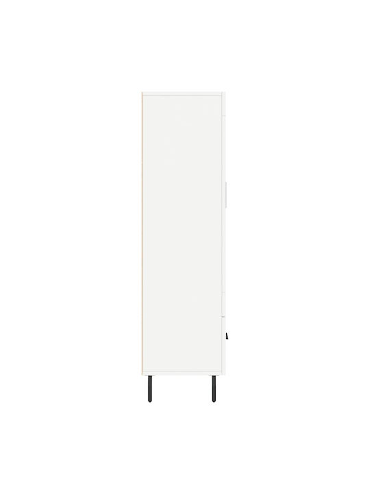 Floor-standing Living Room Display Cabinet made of Wood & Metal with Glass White 69.5x31x115cm
