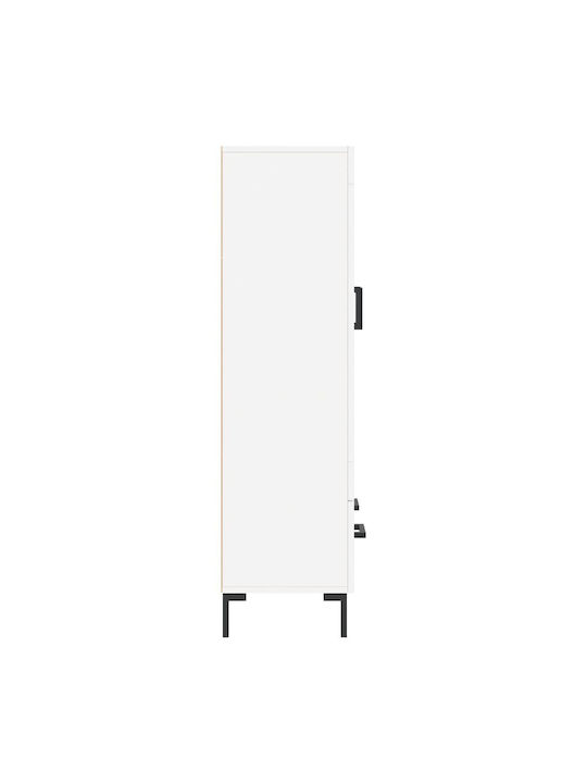 Floor-standing Living Room Display Cabinet made of Wood & Metal with Glass White 69.5x31x115cm