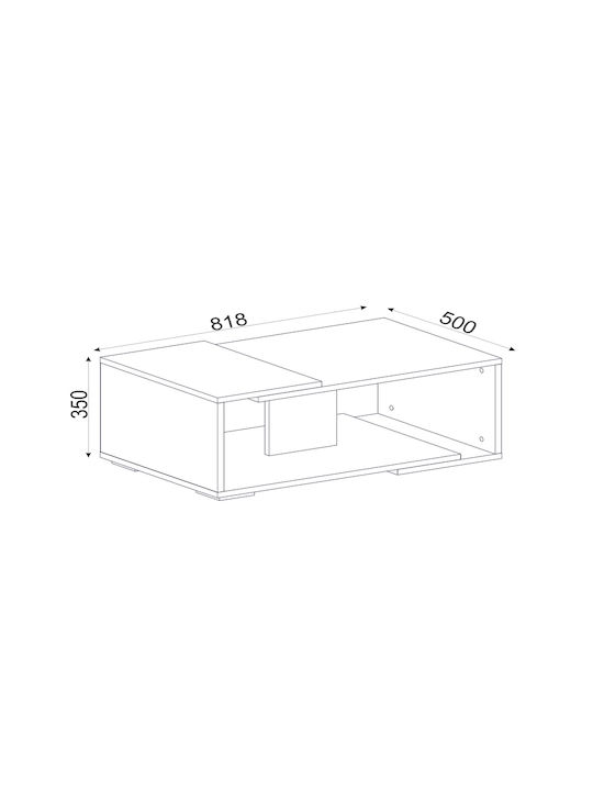 Rectangular Central Coffee Table Mareta Wooden White - Walnut W81.8xL50xH35cm