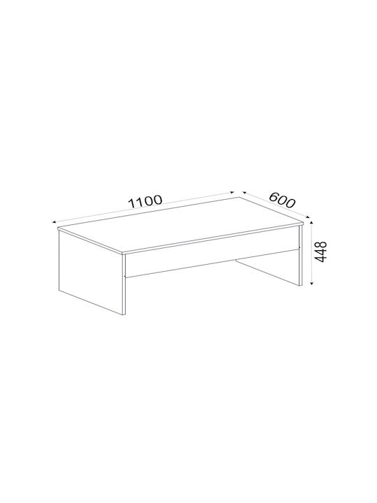 Rectangular Central Coffee Table Devon Wooden with Lifting Mechanism White M110xW60xH44.8cm