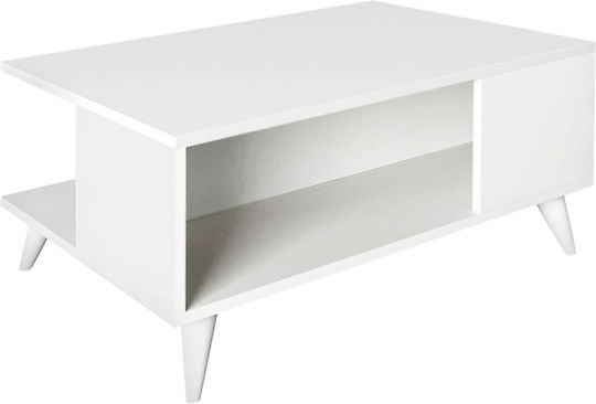 Rectangular Central Coffee Table Sedra Wooden White W90xL60xH38.6cm