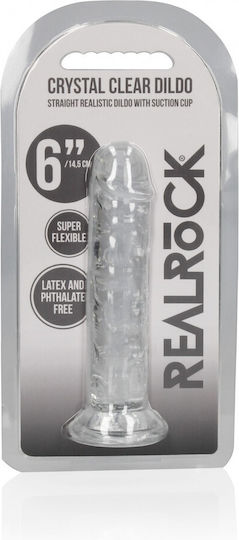 Shots Real Rock Crystal Clear Реалистично дилдо Със смукателна чашка Прозрачен 14.5см