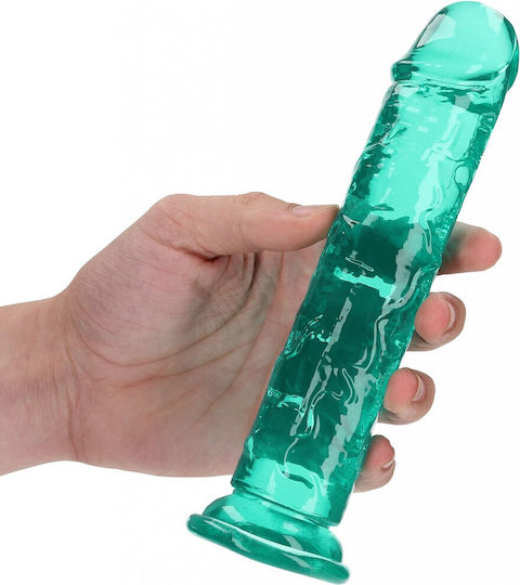 Shots Real Rock Crystal Clear Реалистично дилдо Със смукателна чашка Зелен 18см