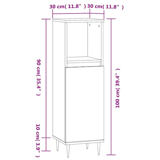 vidaXL Waschtisch ohne Waschbecken L30xB30xH100cm Eiche