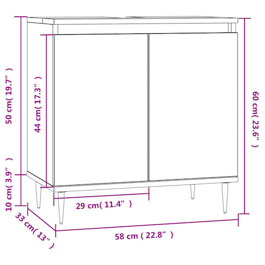 vidaXL Waschtisch ohne Waschbecken L58xB33xH60cm Weiß