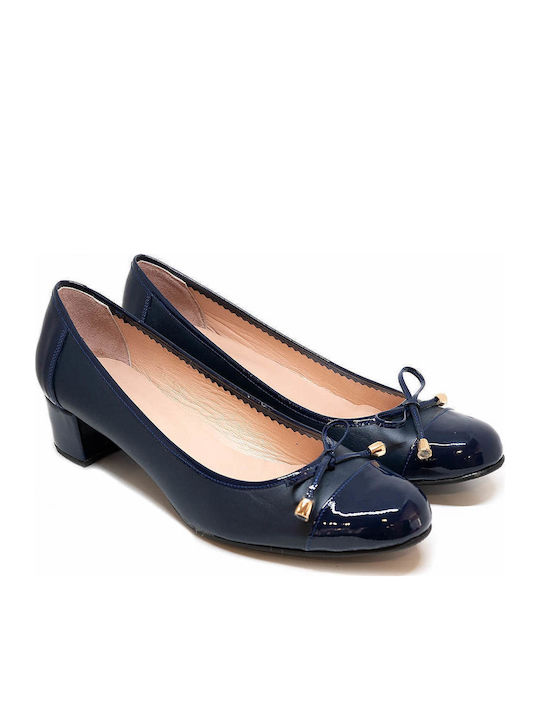 Leather Navy Blue Medium Heels