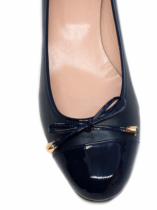 Leather Navy Blue Medium Heels