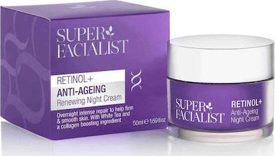 Super Facialist Retinol+ Feuchtigkeitsspendend & Anti-Aging Creme Gesicht Nacht mit Hyaluronsäure & Retinol 50ml