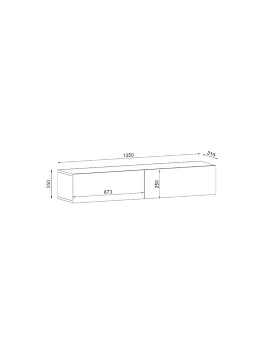 TV Stand Aristo with LED Lighting Anthracite L135xD31.6xH25cm