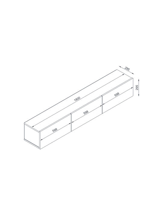 TV Stand Damla with LED Lighting White L180xW29.5xH29.5cm