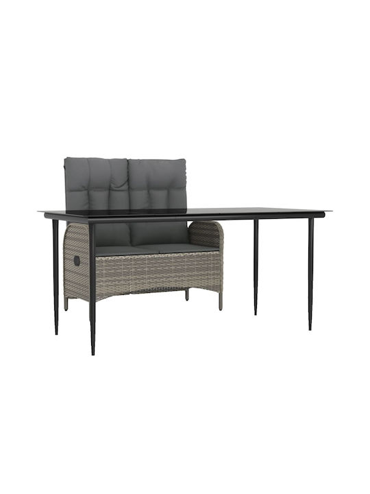 Garden & Outdoor Furniture Set with Pillows Gray 2 Pieces