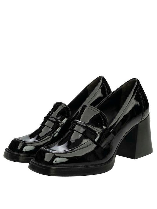 Tamaris Patent Leather Black High Heels with Strap