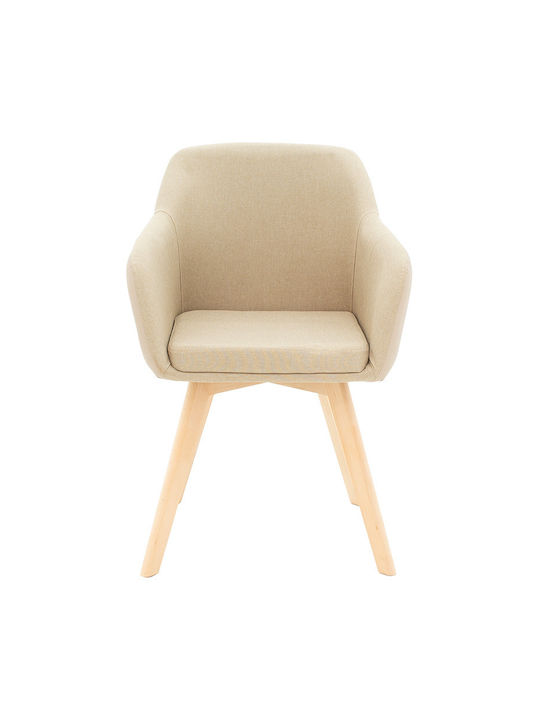 Safira Dining Room Artificial Leather Armchair Beige-natural 57x58x84cm