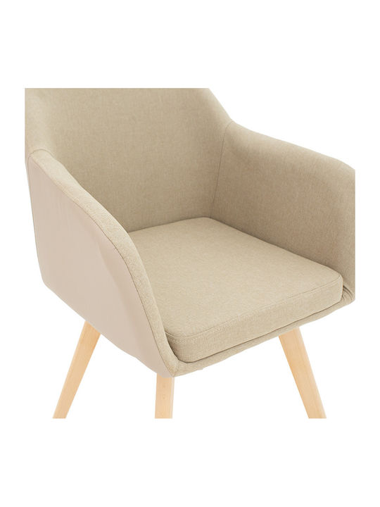 Safira Dining Room Artificial Leather Armchair Beige-natural 57x58x84cm