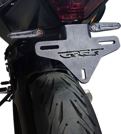 Gref Innovation Foldable Motorcycle License Plate Holder for Foldable License Plate Holder for Yamaha MT07 Black