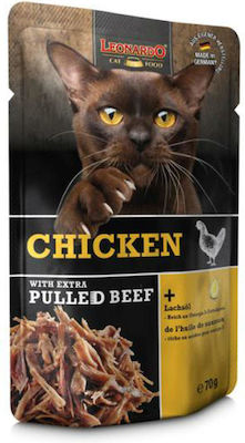 Leonardo Pulled Beef Wet Food for Adult Cats In Pouch with Chicken 1pc 70gr