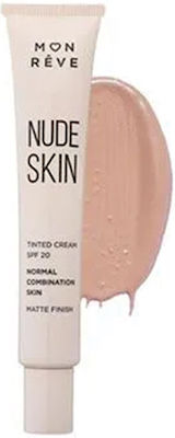 Mon Reve Nude Skin Хидратираща Крем За лице Ден Оцветени и SPF20 с Хиалуронова киселина 30мл