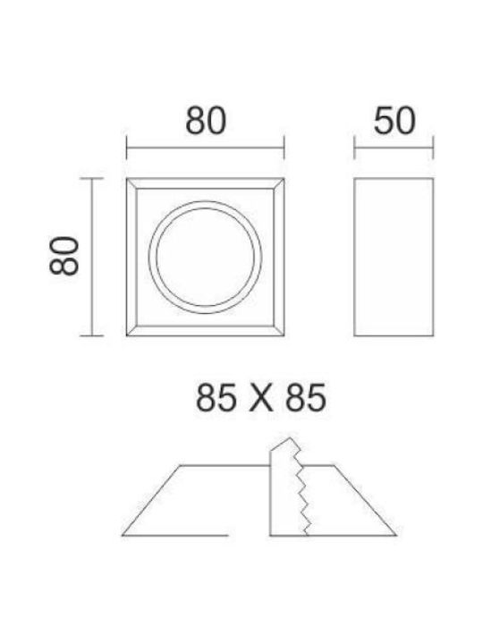 Spot Light Platz Gips Einbau Spot mit Fassung GU10 Weiß 8x8cm. 1Stück