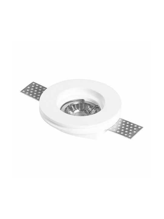 Spot Light Round Plaster Recessed Spot with Socket GU10 White 10x10cm. 1pcs