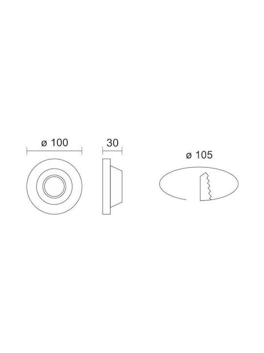 Spot Light Round Plaster Recessed Spot with Socket GU10 White 10x10cm. 1pcs
