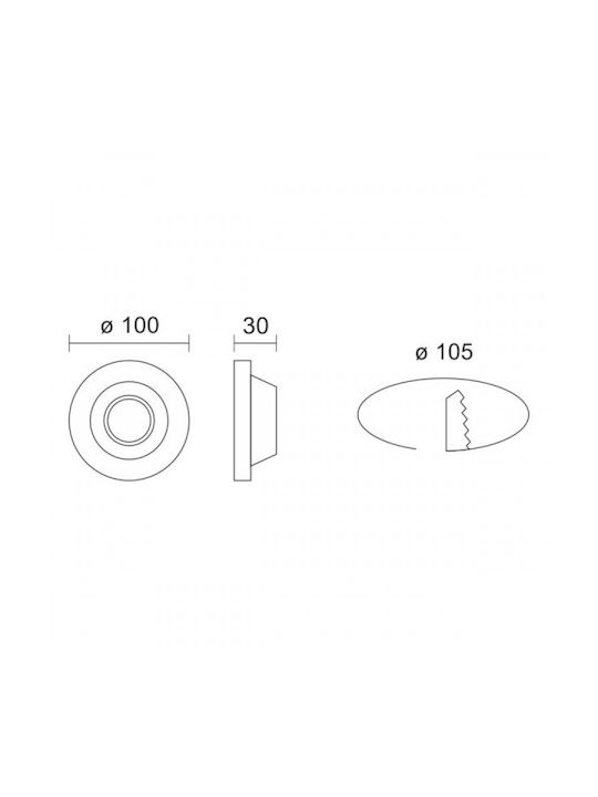 Spot Light Round Plaster Recessed Spot with Socket GU10 White 10x10cm. 1pcs