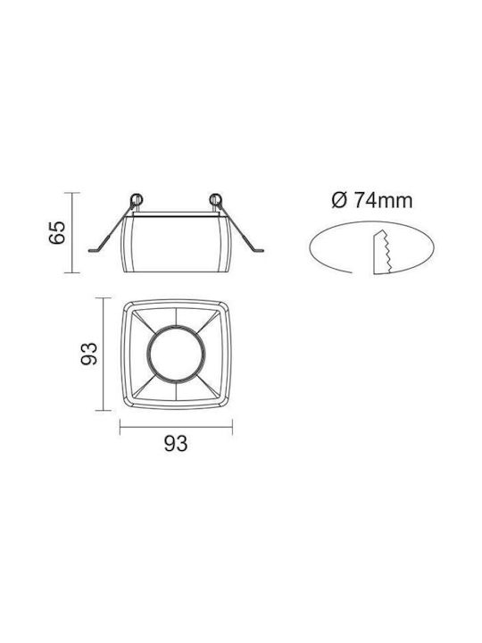 Spot Light Τετράγωνο Γύψινο Χωνευτό Σποτ με Ντουί GU10 Λευκό 74x74εκ. 1τμχ