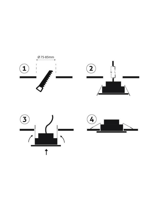 Avide ALDLS38NW-S-7W Square Plastic Recessed Spot with Integrated LED and Natural White Light White 9x9cm. 1pcs