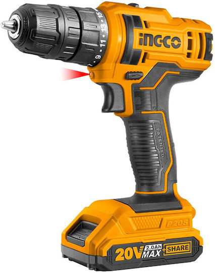 Ingco Set Drill Driver & Impact Driver 20V with 2 2Ah Batteries and Case