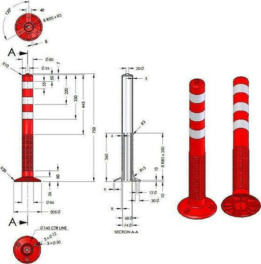 Doorado Plastic Traffic Columns Orange H75cm