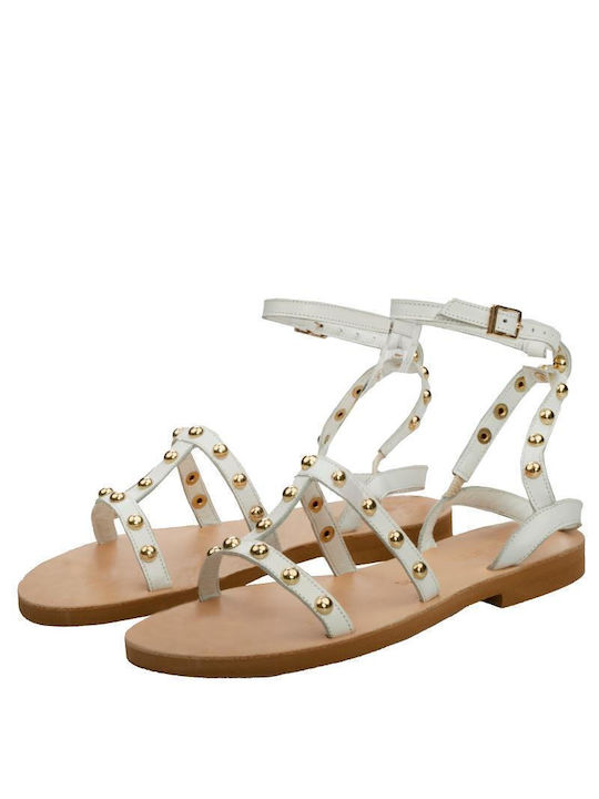 Kiamos Leather Women's Sandals White