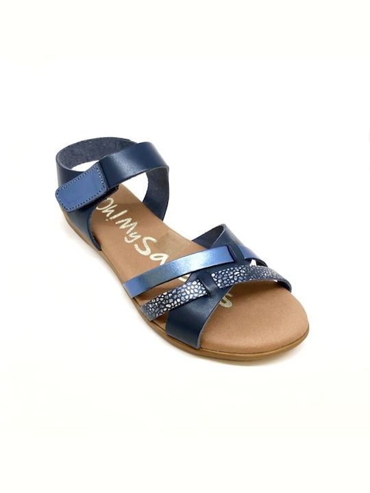 Oh My Sandals Women's Flat Sandals with Strap in Blue Color