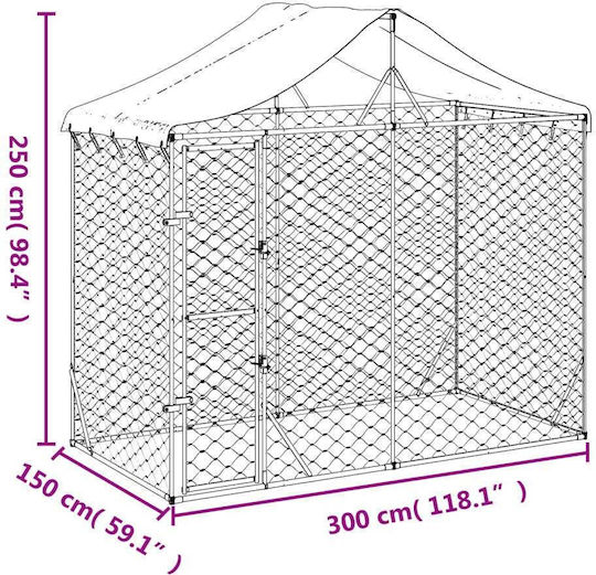 vidaXL Металик Парк За Кучета 300x150x250см Сребрист