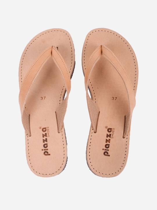 Leather Women's Flat Sandals Brown
