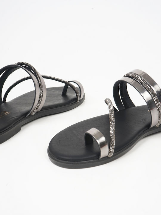 Piazza Shoes Women's Flat Sandals in Black Color