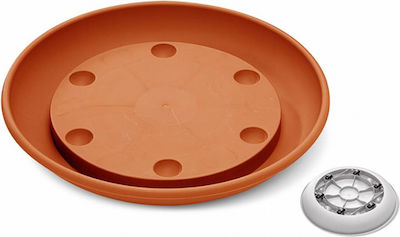 Plastona 04.0925 Round Plate Pot Wheeled Terracotta 25x25cm