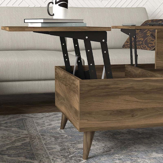 Rectangular Central Coffee Table Roy Wooden with Lifting Mechanism Brown W121xL69xH40cm