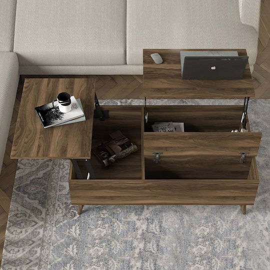 Rectangular Central Coffee Table Roy Wooden with Lifting Mechanism Brown W121xL69xH40cm