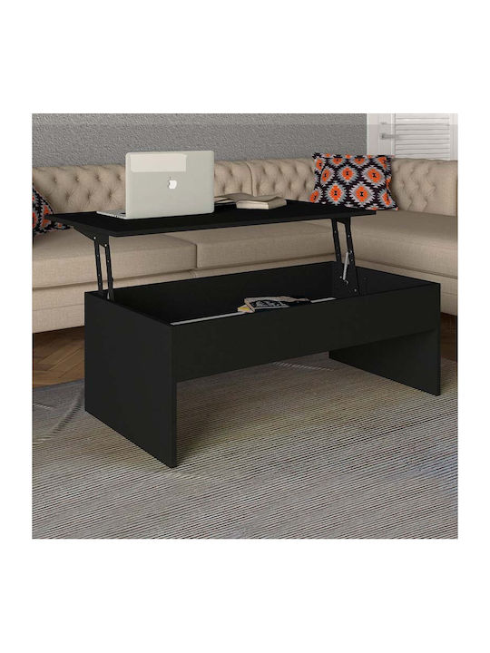 Rectangular Coffee Table Devon with Waiter Black L110xW60xH44.8cm